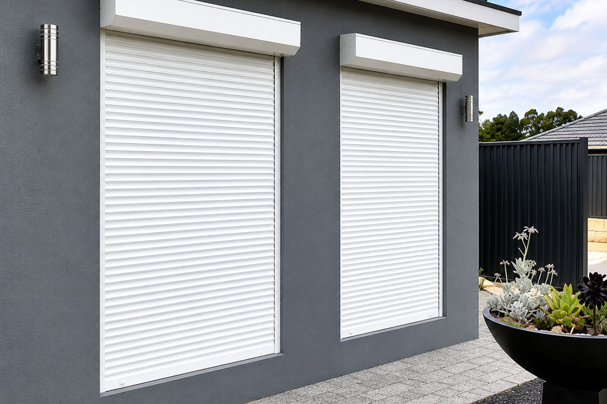 Roller shutter installation on a Perth business